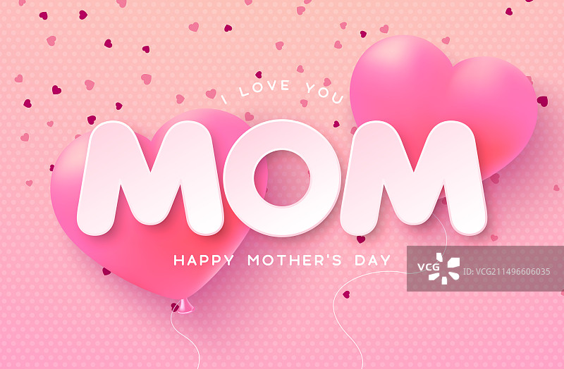 母亲节快乐，心形banner或明信片图片素材