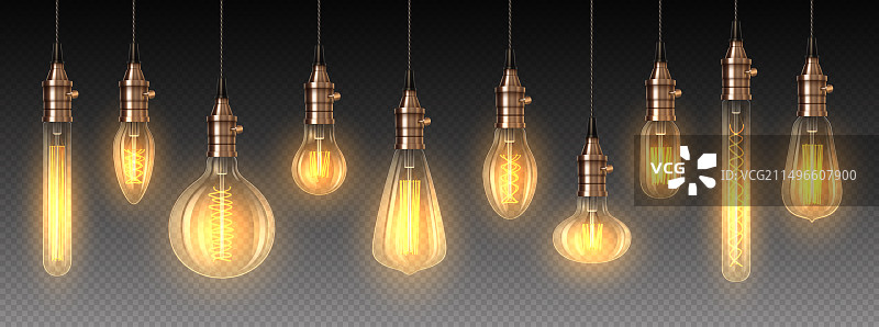逼真的3D发光白炽灯泡图片素材