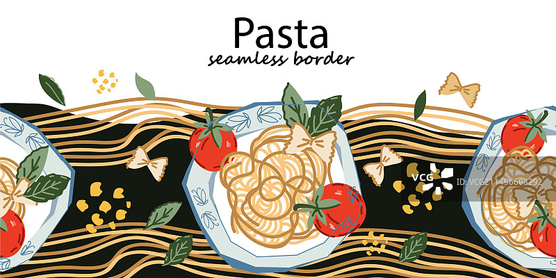 意大利美食无缝边框背景图片素材