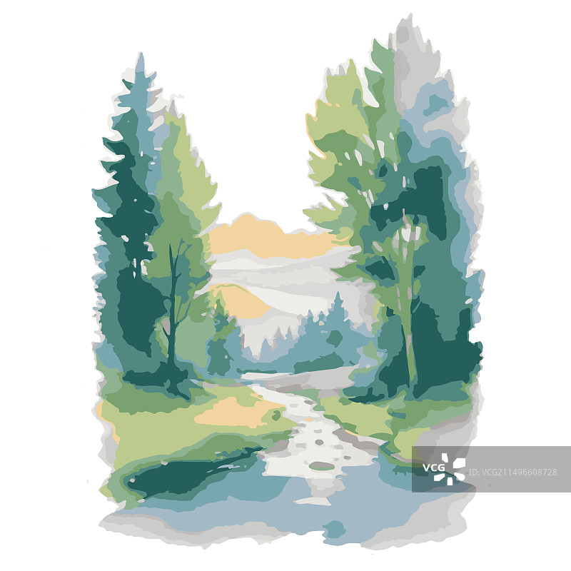 白色背景上的水彩画图片素材