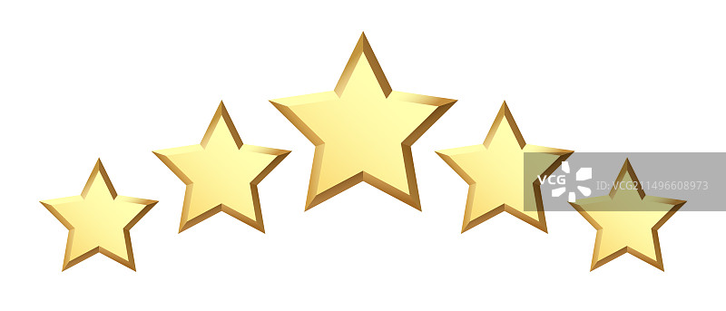 黑色背景上隔离的五颗金色星星图片素材