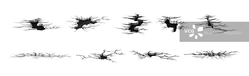 地震裂缝和地面孔洞图片素材