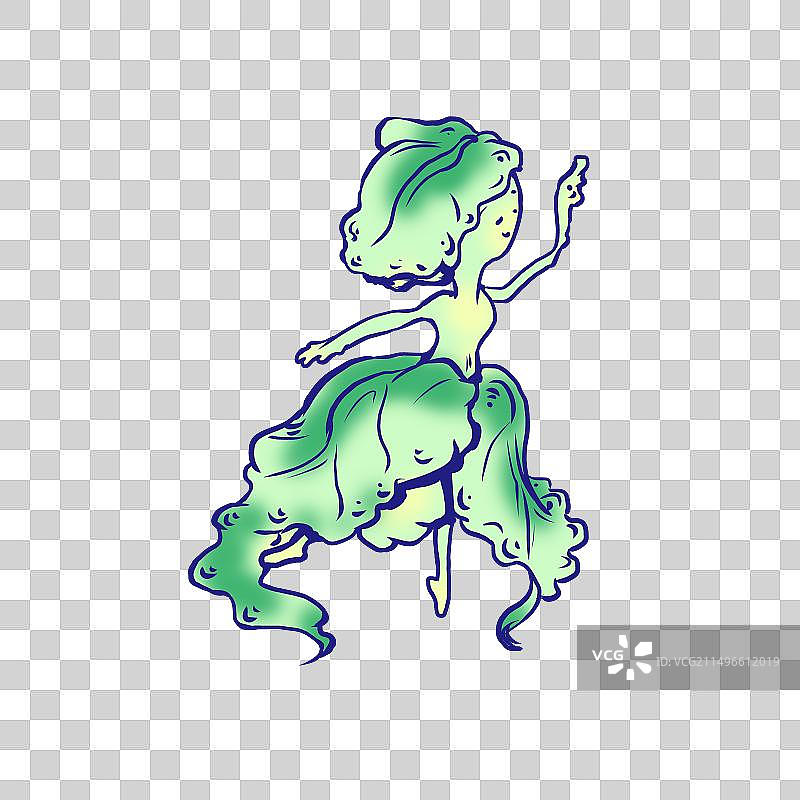 超大可印刷分层免抠去背景卡通蔬菜小人多巴胺餐饮活动生菜绿色有机商场图片素材