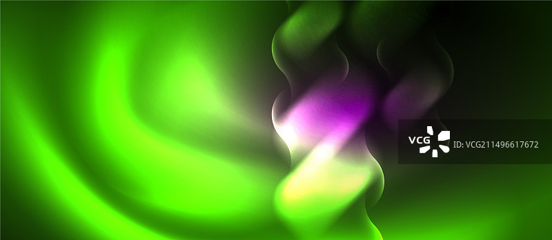黑色背景上鲜艳的绿色和紫色漩涡图片素材