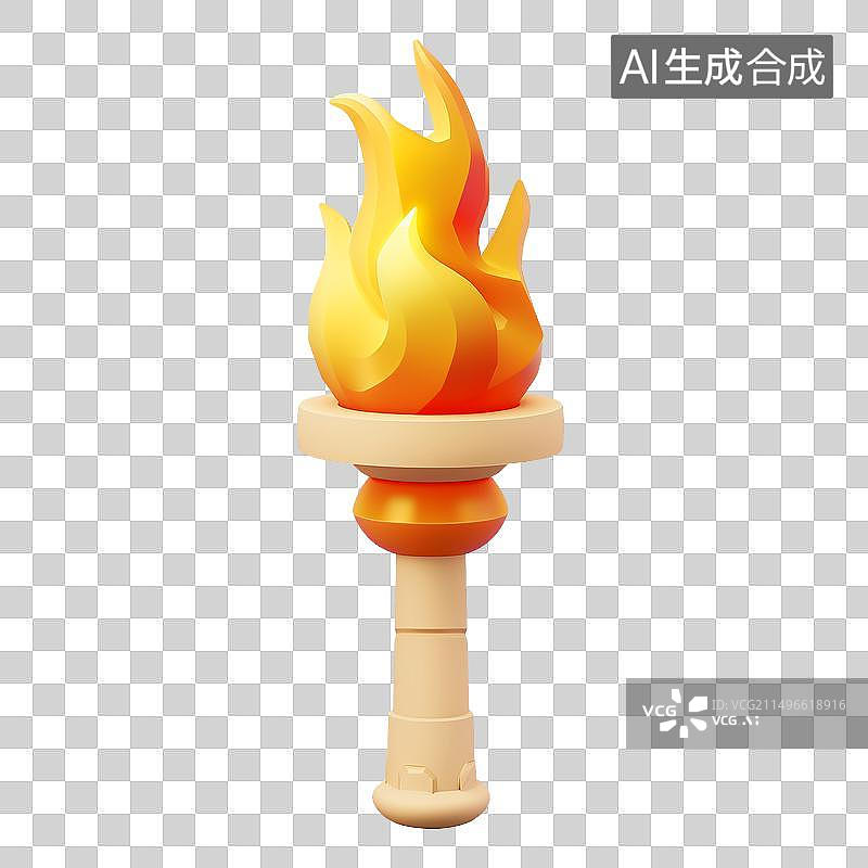 【AI数字艺术】3D卡通风格奥运会火把火炬元素图片素材