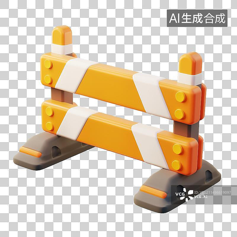 【AI数字艺术】3D卡通风格路障元素图片素材