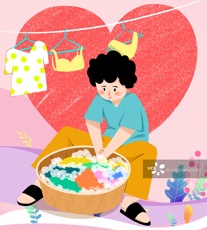 洗衣服的男人图片素材