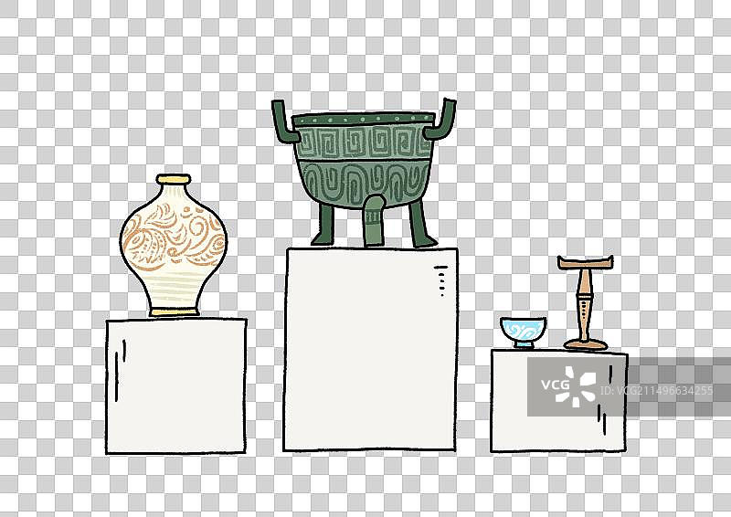 元素：在博物馆展示台上的文物图片素材