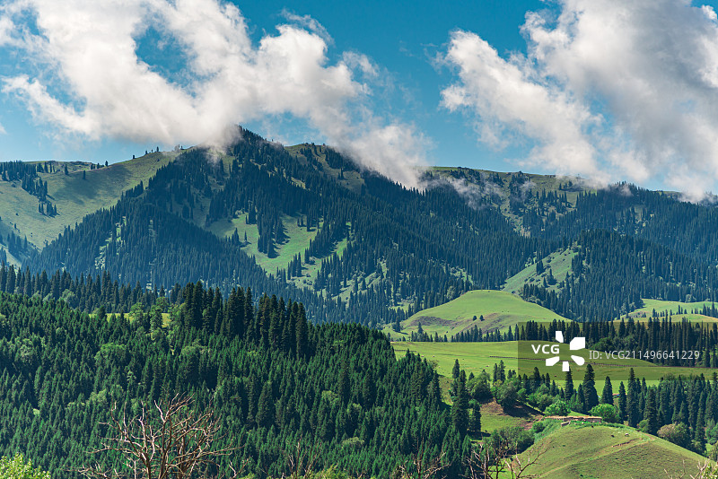 景物和群山的全景图片素材