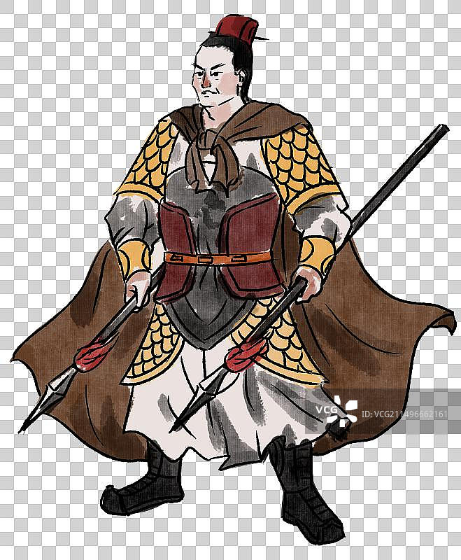 水墨风水墨画中国风新中式古风古典传统文化四大名著水浒传人物双枪将董平元素素材插画图片素材