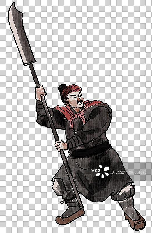 水墨风水墨画中国风新中式古风古典传统文化四大名著水浒传人物跳涧虎陈达元素插画图片素材