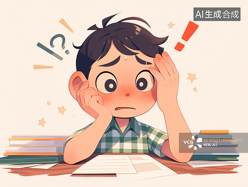 【AI数字艺术】高考加油学生考试紧张答题冲刺教育概念插画图片素材