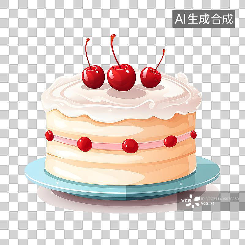 【AI数字艺术】白色背景下的水果蛋糕图片素材