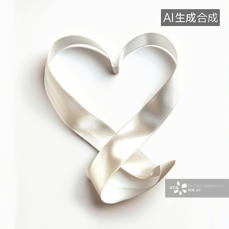 【AI数字艺术】白色浪漫爱心丝带设计装饰背景图片素材
