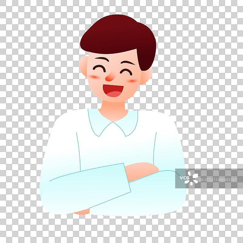 半身像抱拳微笑的男子插画元素图片素材