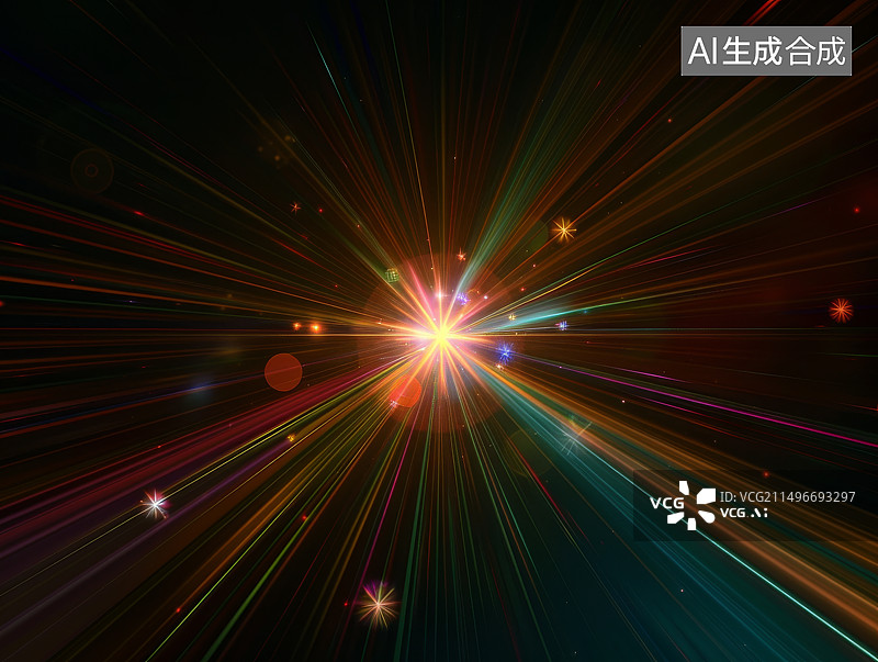 【AI数字艺术】彩色放射线状科技感背景图片素材