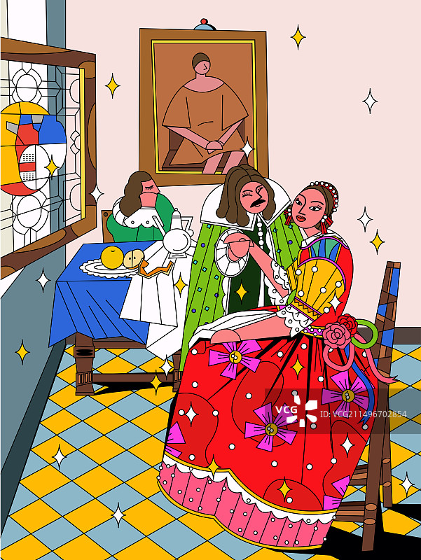 女孩坐在椅子上，男人扶着女孩图片素材