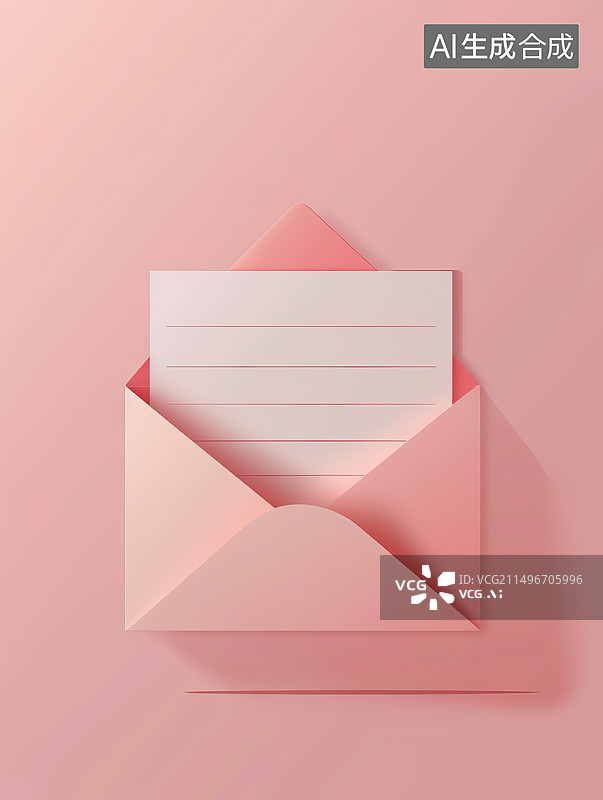 【AI数字艺术】粉红色背景下信封的高角度视图图片素材