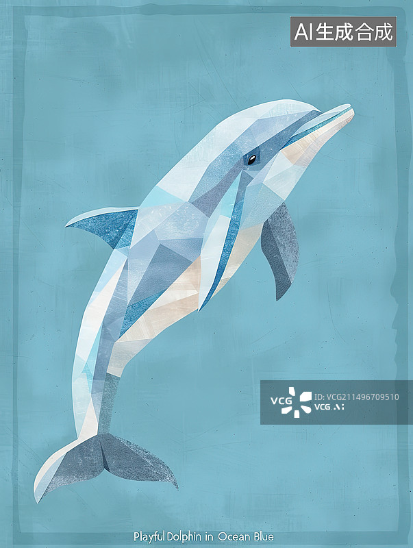 【AI数字艺术】海豚在海里游泳的高角度视图图片素材