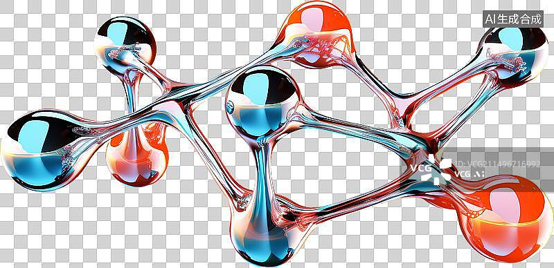 【AI数字艺术】3D金属彩色球体模型图片素材