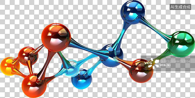 【AI数字艺术】3D金属彩色球体模型图片素材