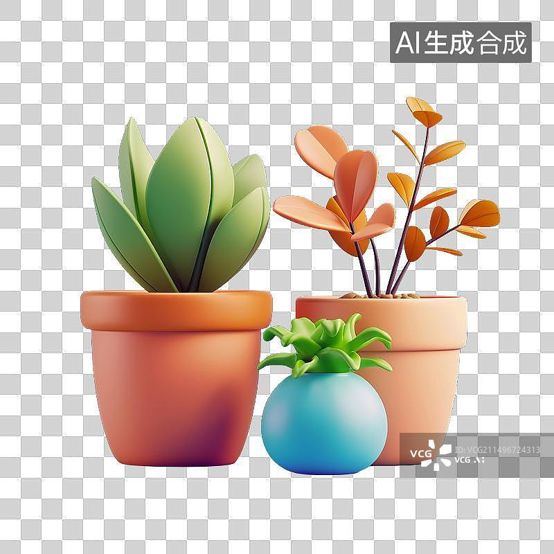 【AI数字艺术】多肉植物 卡通 免扣元素图片素材