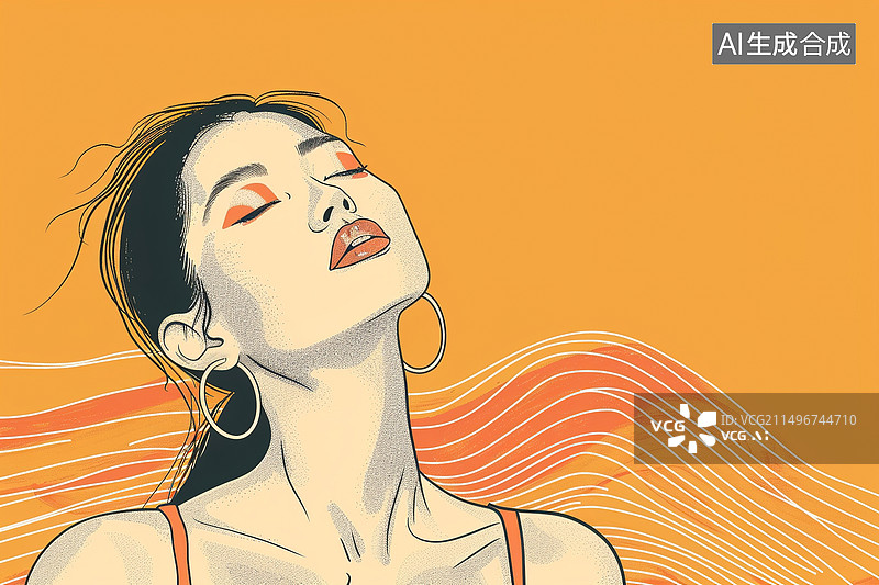 【AI数字艺术】一位年轻女子的戴耳环画像图片素材