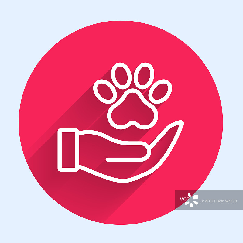 带有动物足迹图标的白色线条手图片素材