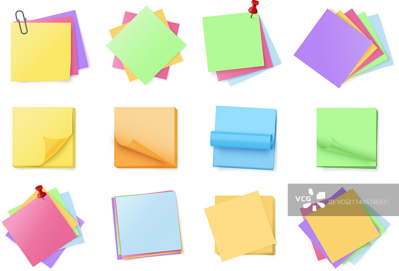 彩色便签纸叠无粘性记事本图片素材