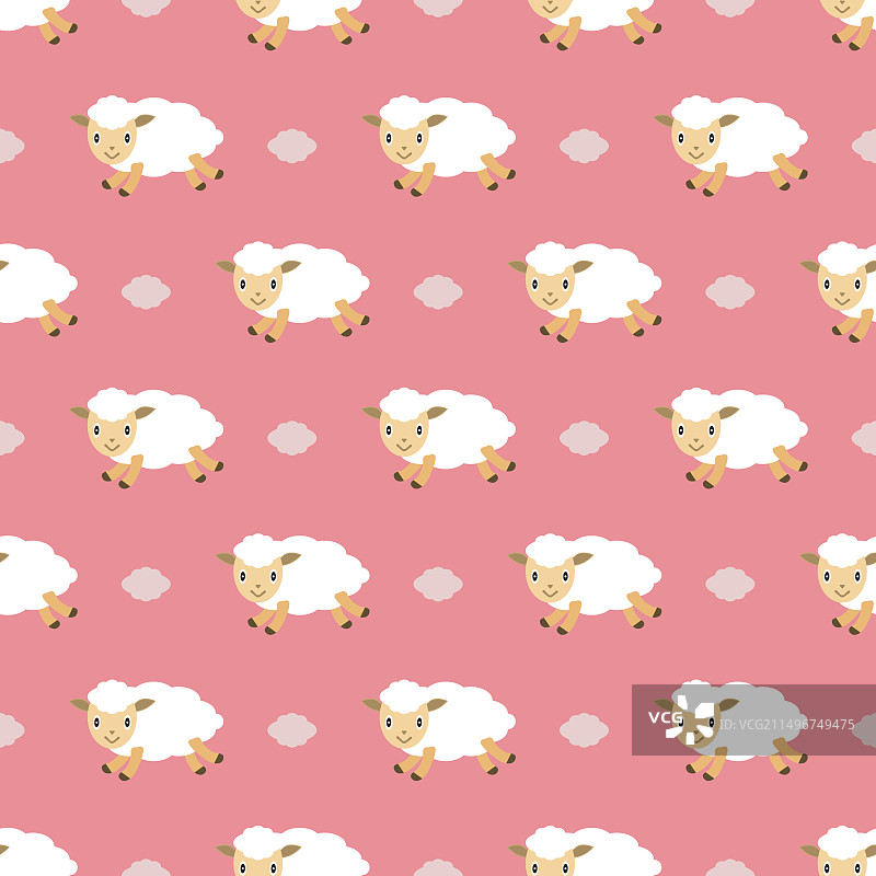 绵羊与天空中的云朵图片素材