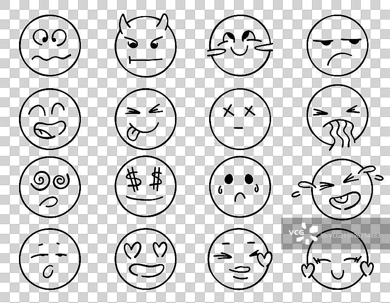 可爱表情涂鸦表情符号图片素材