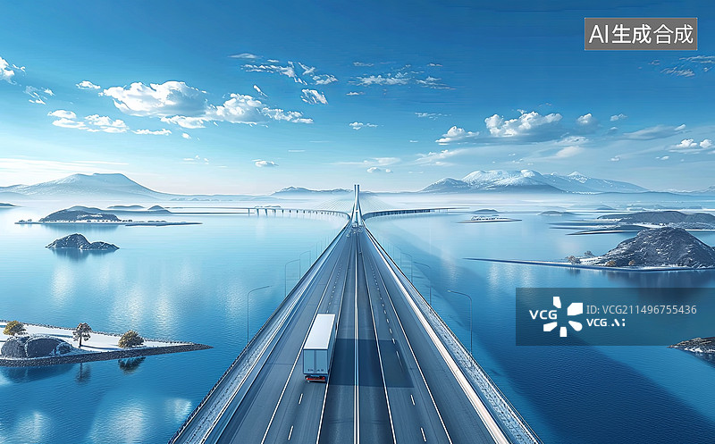 【AI数字艺术】货车智慧物流运输交通插画图片素材