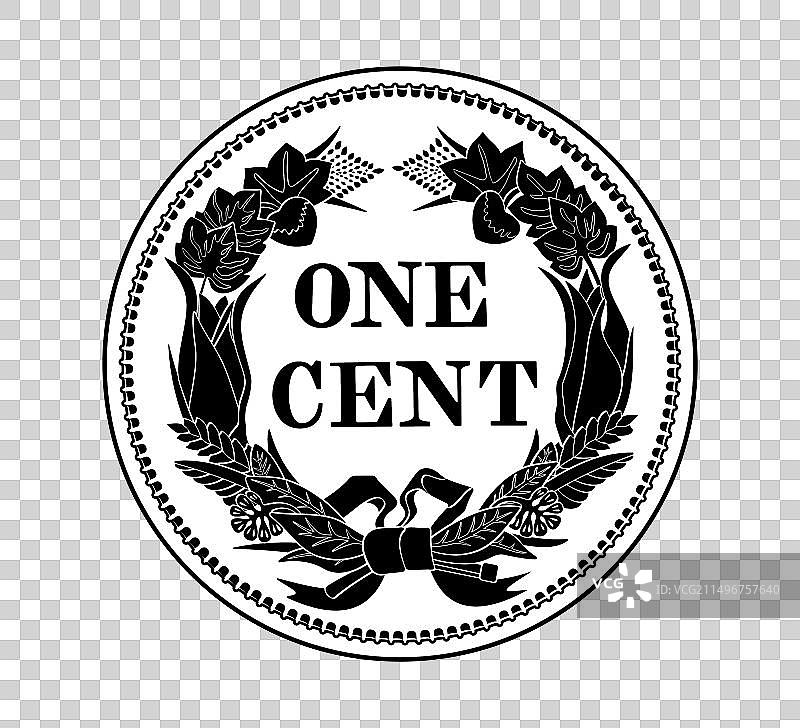 美国货币一美分硬币1857年图片素材