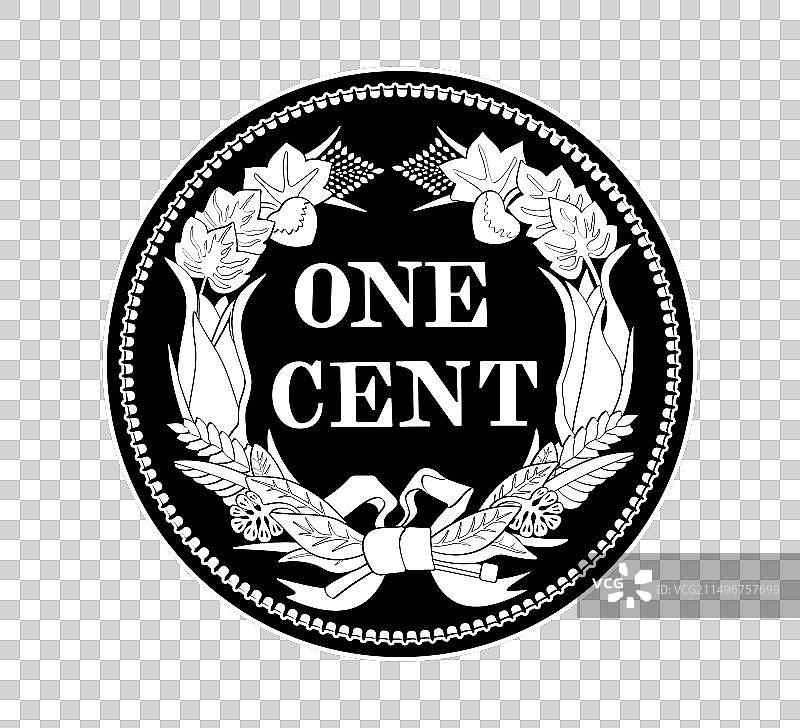 美国货币一美分硬币1857年图片素材