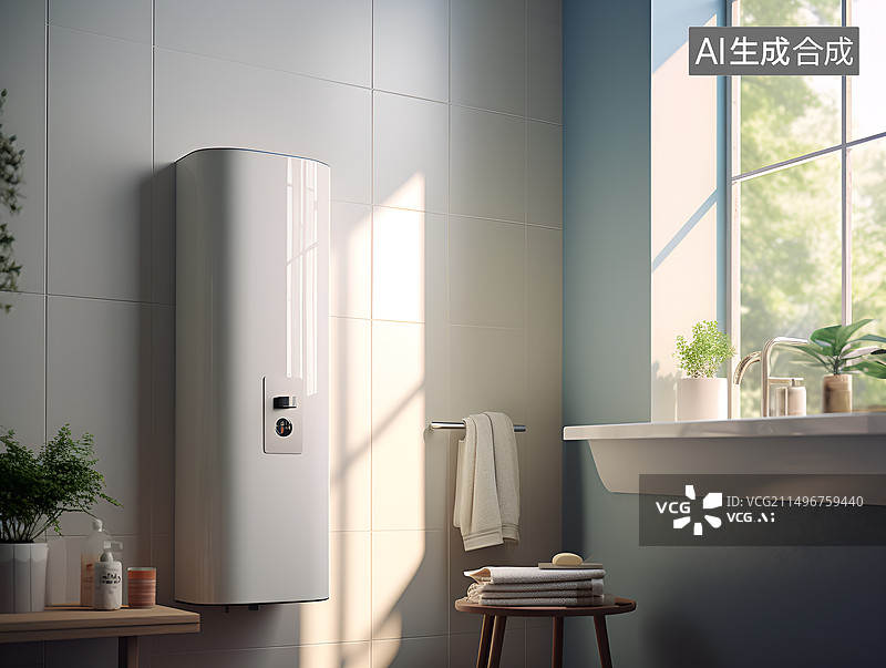 【AI数字艺术】挂在墙上的热水器图片素材