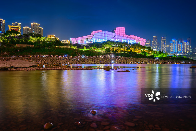 重庆大剧院夜景图片素材