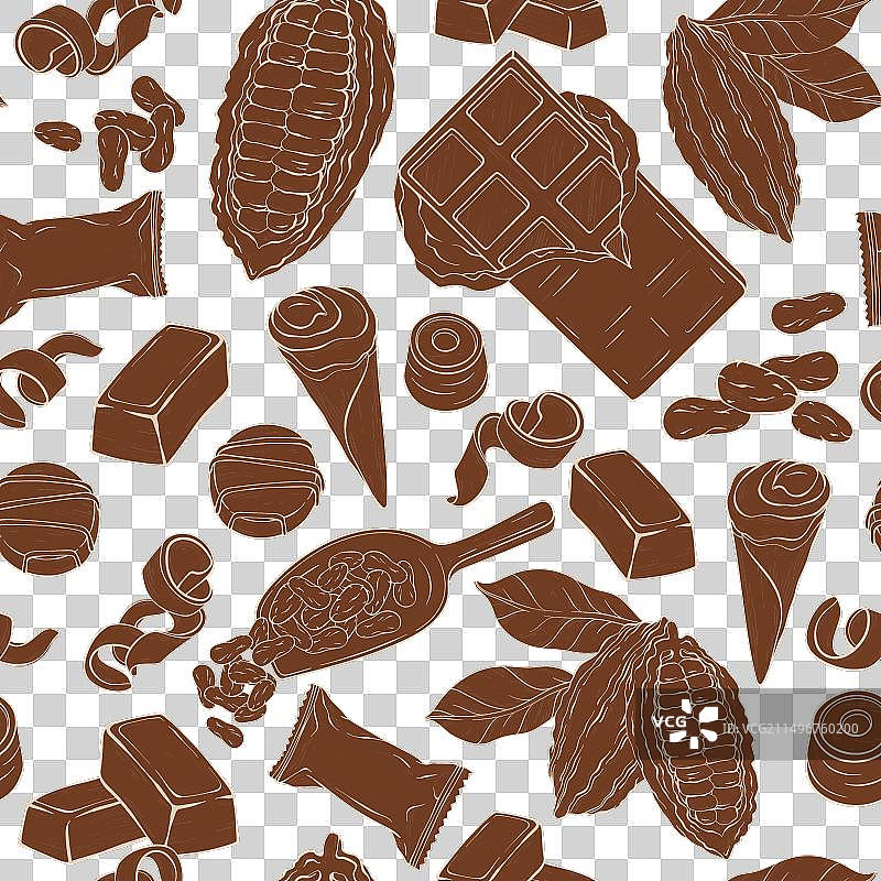 巧克力无缝图案轮廓图片素材