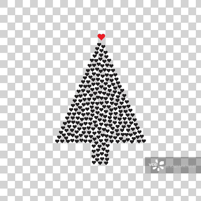 心形图标组成的圣诞树图片素材