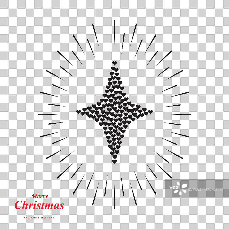 心形图标组成的圣诞星图片素材