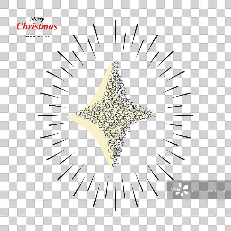 苯甲基团构成的圣诞星星图片素材