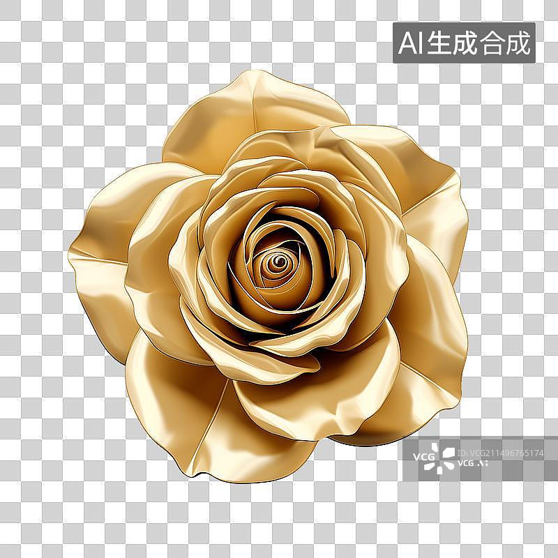 【AI数字艺术】一朵金箔的玫瑰花插画素材图片素材