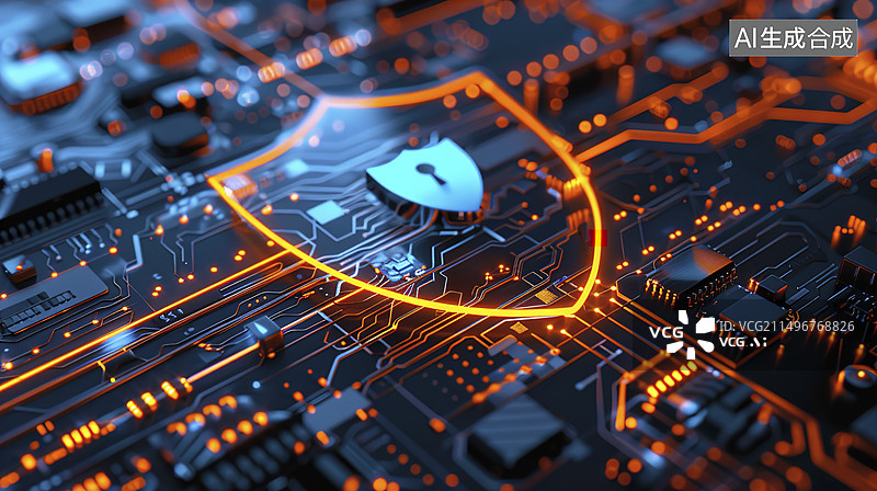 【AI数字艺术】互联网安全密码锁科技电路板背景图片素材