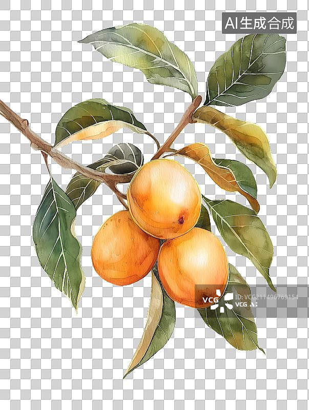 【AI数字艺术】水彩免抠枇杷图片素材