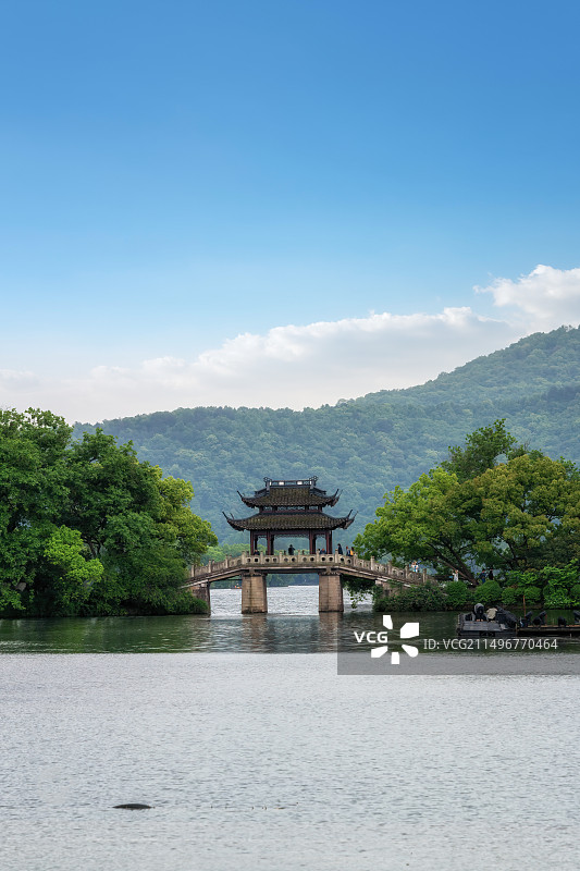 杭州西湖十景玉带桥图片素材