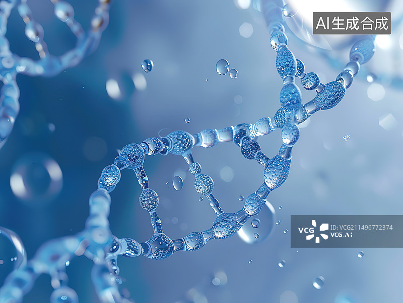 【AI数字艺术】蓝色背景上水滴的特写镜头图片素材