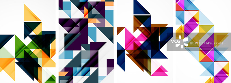 充满活力的紫色三角形打造对称效果图片素材