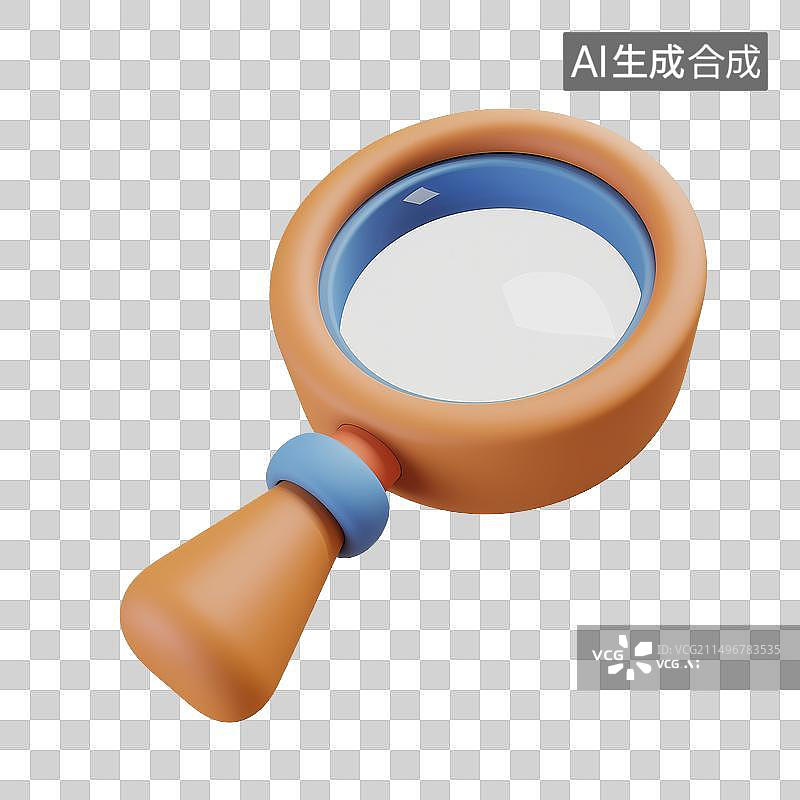 【AI数字艺术】3D卡通风格放大镜元素图片素材