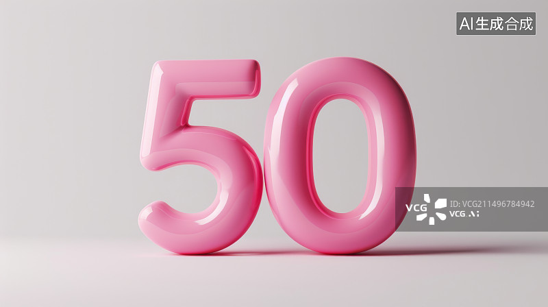 【AI数字艺术】50周年纪念粉色艺术立体字图片素材