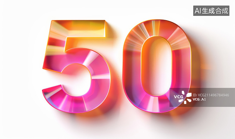 【AI数字艺术】50周年纪念粉色艺术立体字图片素材