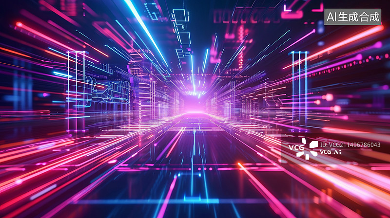 【AI数字艺术】未来科技互联网发光数据概念图片素材